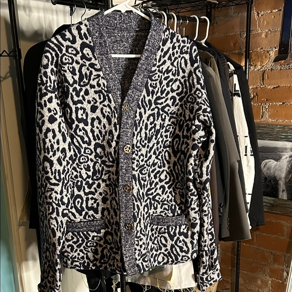 The Coolest Upcycled Leopard Print Cardigan Sweater